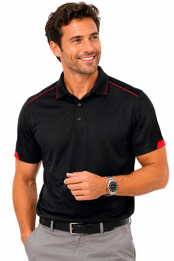 [132002782] 1320 - MENS CURRUMBIN POLO (S, Black/Cyan)