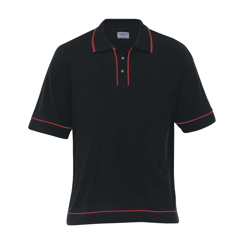 [RWP-BLACK-RED-S] RWP - Retro Waffle Polo - Mens (S, Black/Red)