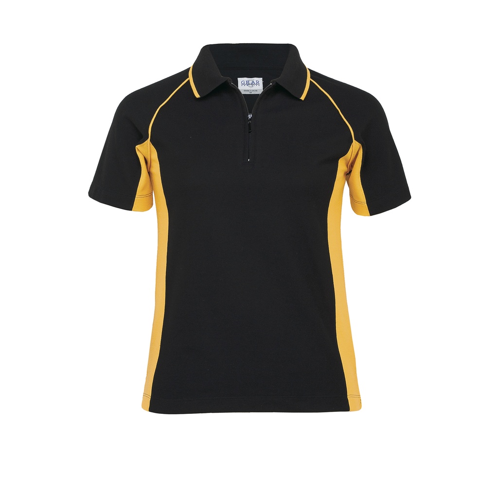 [OWEP-BLACK-GOLD-8] OWEP - Eclipse Polo - Womens (8, Black/Gold)