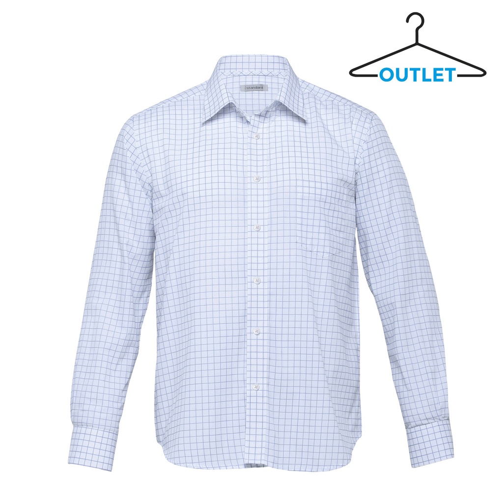 [OTAX-WHITE-MID BLUE-S] OTAX - The Axiom Check Shirt - Mens (S)