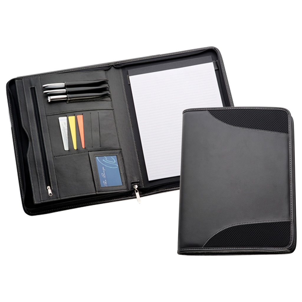 [9184BK-BLACK-STANDARD] 9184BK - A4 Non-Leather Compendium - Black