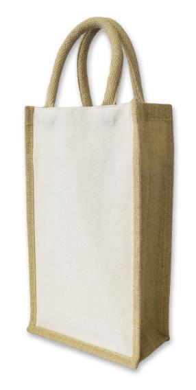 [1196-NL] Eco Jute 2 Bottle Wine Bag - 1196