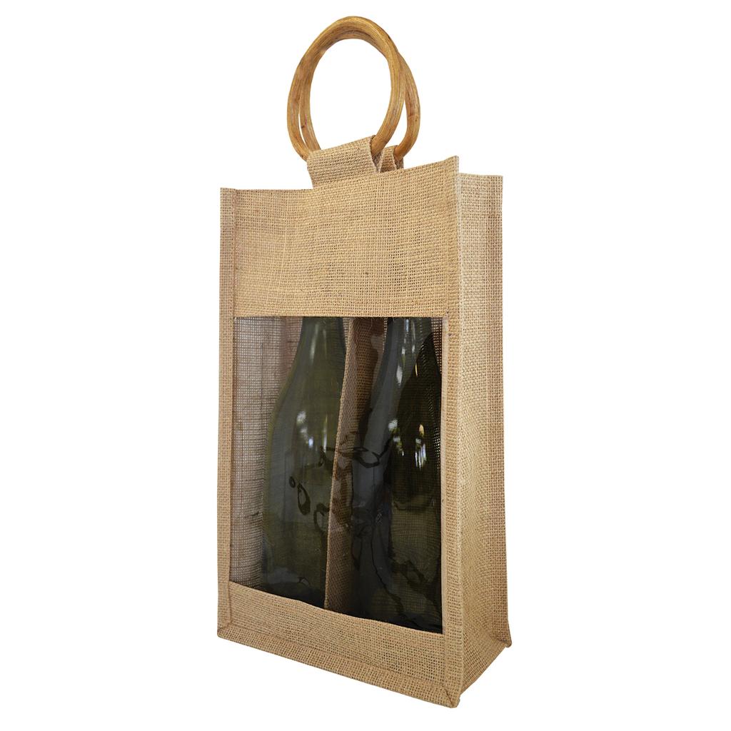 [1900-NL] Two Bottle Jute Tote Bag - 1900