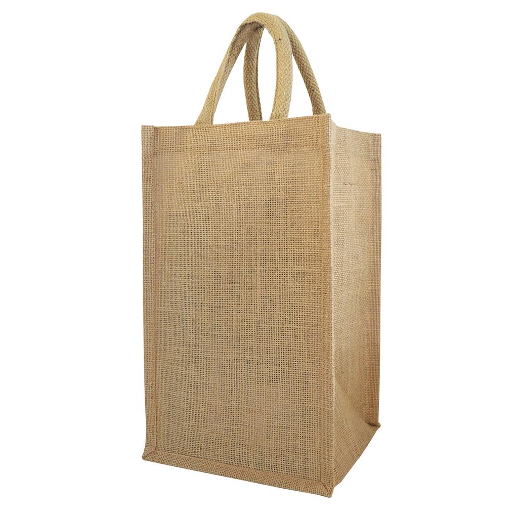 [1902-NL] Four Bottle Jute Tote Bag - 1902