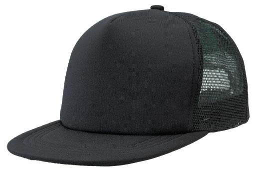 [4384-BL] Flat Peak Trucker - 4384 (Black,Black)