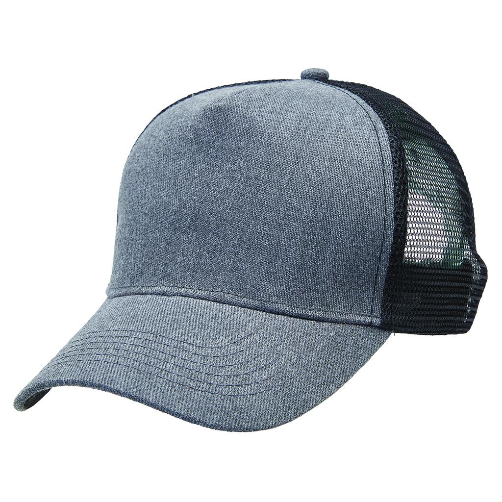 [4395-CH.BL] Heathered Mesh Trucker - 4395 (Charcoal Heather,Black)