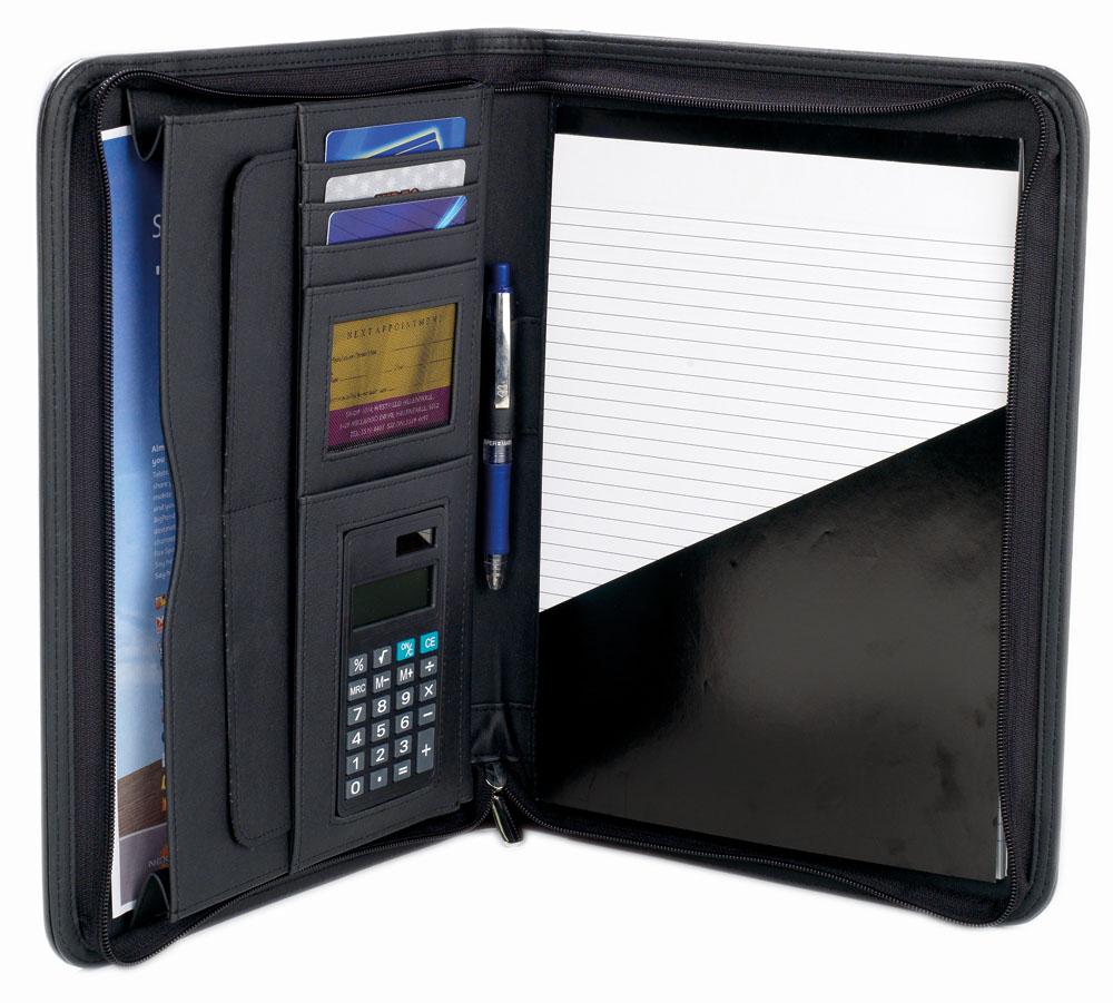 [B165-BL] Leather Compendium with Calculator - B165