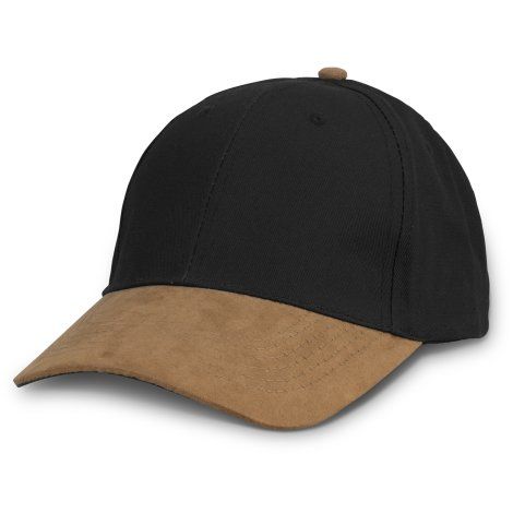 [114371] Outback Suede Peak Cap - 114372 (Black)