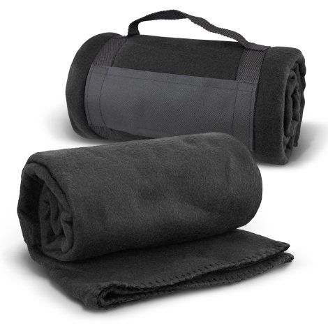 [119405] Glasgow Fleece Blanket with Strap - 120062 (Black)