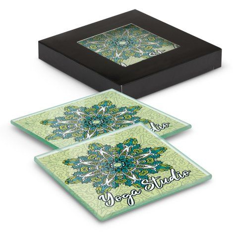 Venice Glass Coaster - Set of 2 - Square - Full Colour - 120164