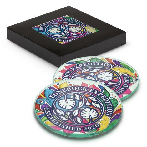 Venice Glass Coaster - Set of 2 - Round - Full Colour - 120165