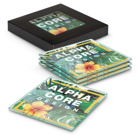Venice Glass Coaster - Set of 4 - Square - Full Colour - 120166