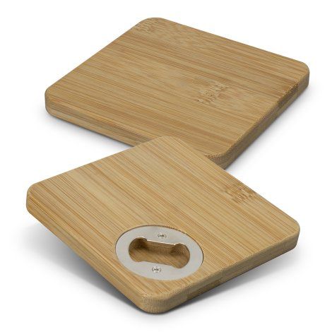 [125536] Bamboo Bottle Opener Coaster - Set of 2 - Square - 125551