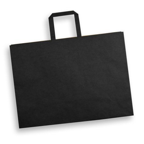 [125533] Extra Large Flat Handle Paper Bag Landscape - 125942 (Black)