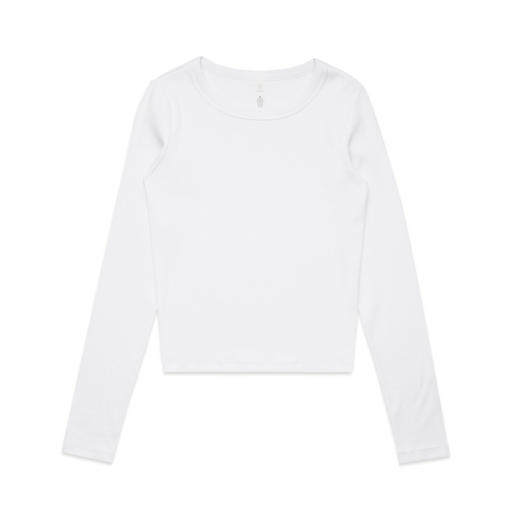 [4096-WHITE-F-XS] Wo's Organic Rib L/S Tee - 4096 (XS, White)