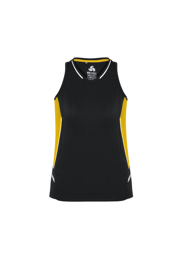 [9401042392749] SG702L - Renegade Womens Singlet (6, Black/Gold/Silver)