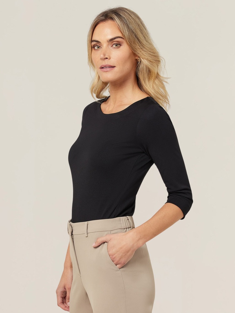 CATUSX - Matt Jersey Boat Neck 3/4 Sleeve Top