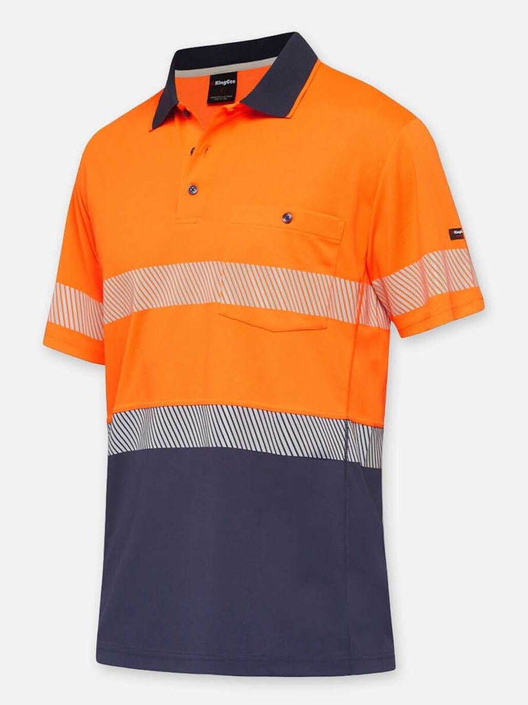 [9400083143105] K54215 - Workcool Hi-Vis Reflective Short Sleeve Polo (S, ORANGE/NAVY)