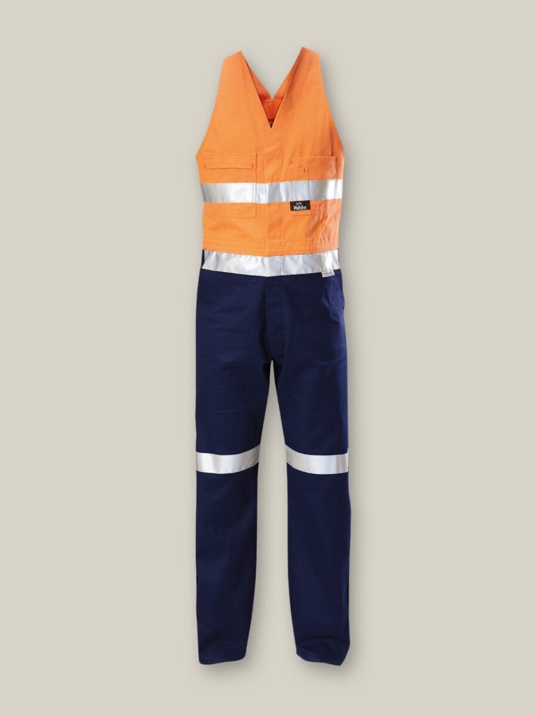 [9400021820372] Y01055 - Foundations Two Tone Cotton AB  Ovrll w/ Tape (72, ORANGE/NAVY)