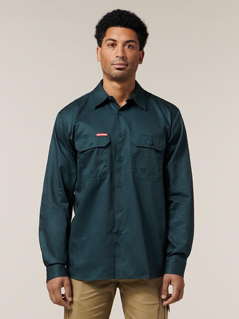 Y07500 - Long Sleeve Open Front Cotton Drill Work Shirt