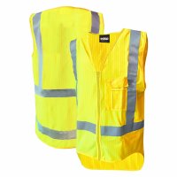 HI-VIS VEST, ZIP, D/N, FLAME RET, YELLOW-SIZE