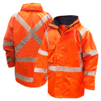 HI VIS-RAIN JACKET ,FLAME RETARDANT, ORANGE TTMC-SIZE