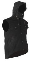 [PCO1309-BR-S] CAUTION HOODED OILSKIN SLEEVELESS VEST-SIZE (S)