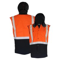 CAUTION HOODED D/N OILSKIN SLEEVELESS VEST-SIZE