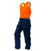 OVERALL ACTION BIB, 300GSM COTTON, ORANGE/NAVY, DO-SIZE