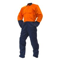OVERALL LS, 200GSM COTTON RIPSTOP, ORANGE/NAVY DO-SIZE