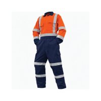 OVERALL LS, 300GSM COTTON, ORANGE/NAVY DN -SIZE
