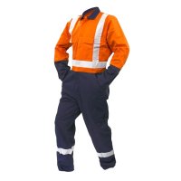 OVERALL LS, 200GSM COTTON RIPSTOP, ORANGE/NAVY DN-SIZE