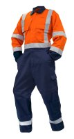 OVERALL LS, 240GSM POLY/COTTON, ORANGE/NAVY DN , S-SIZE
