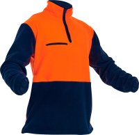 CAUTION D/O POLAR FLEECE 1/2 ZIP TUNIC, ORANGE/NAVY - 380GM