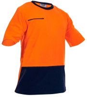 CAUTION D/O POLAR FLEECE T-SHIRT, ORANGE/NAVY - 280GM-SIZE