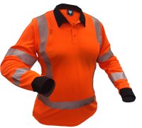 CAUTION TTMC-W17 X-BACK L/S WOMEN'S MICROVENT POLO-SIZE