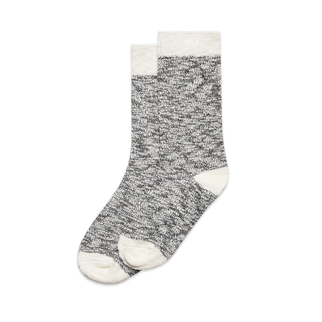 [1217-BL/NA-4-8] Slub Socks (2 Pairs) - 1217 (4-8 US, Black/Natural)