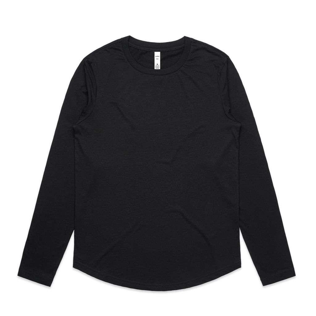 [4021-BLACK-F-XS] Wo's Maple Curve L/S Tee - 4021 (XS, Black)