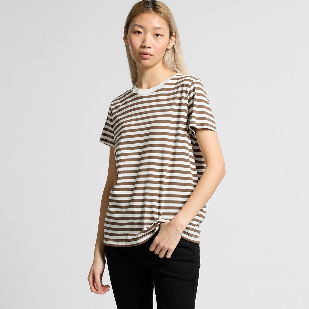 [4037-BL/WH-F-XS] Wo's Maple Stripe Tee - 4037 (XS, Black/White)