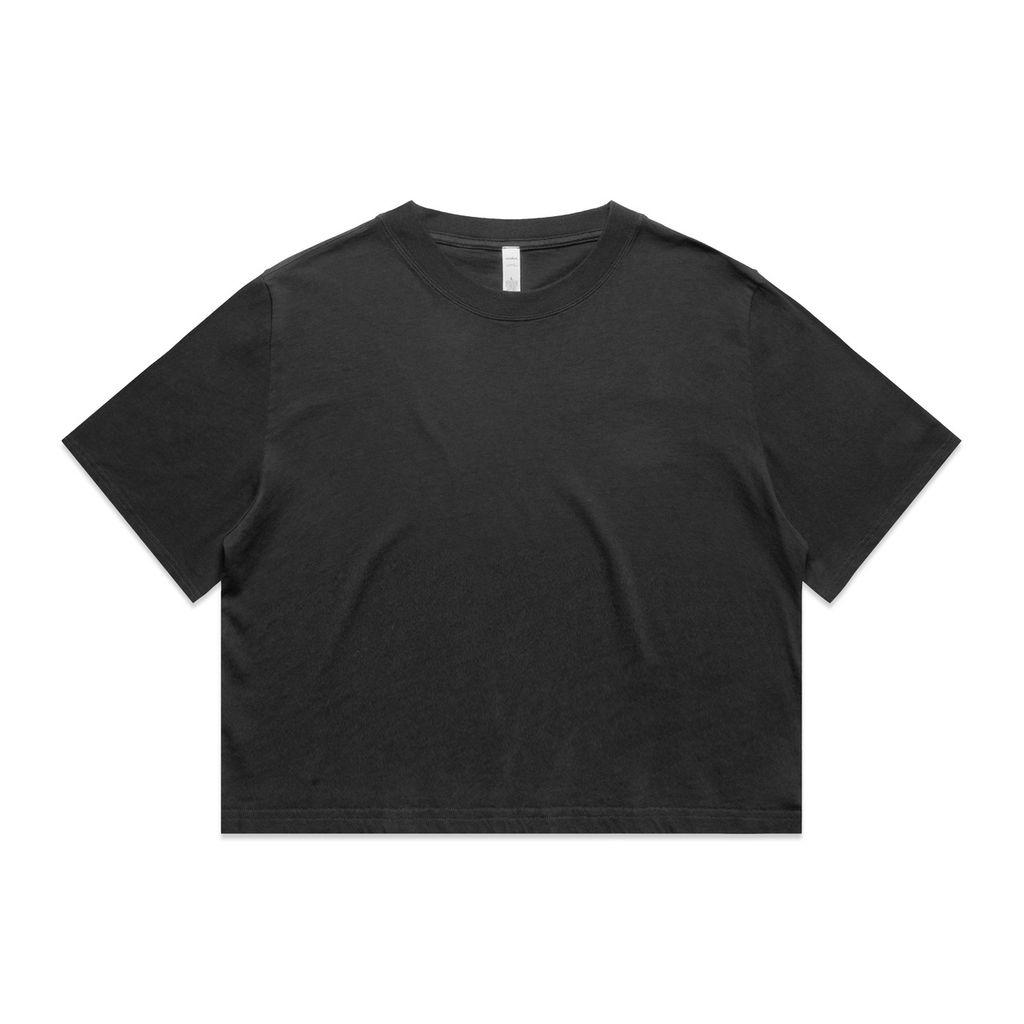 [4089-F_BLK-F-XS] Wo's Heavy Faded Crop Tee - 4089 (XS, Faded Black)