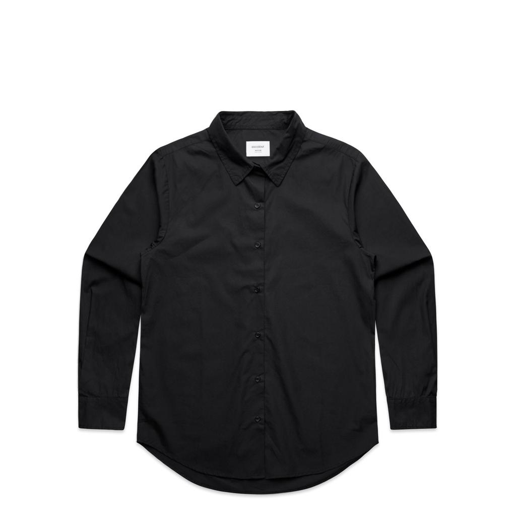 [4406-BLACK-F-XS] Wo's Poplin Shirt - 4406 (XS, Black)